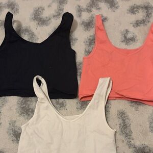 Aeropostale Black, Coral, and White Crop Tops